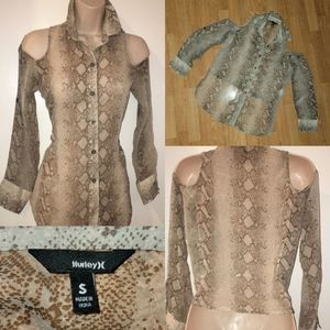 Hurley snake print cold shoulder top